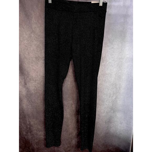 Victoria’s Secret PINK Black Shimmer Glitter Velour Sparkle Leggings Medium NWT - Picture 10 of 10